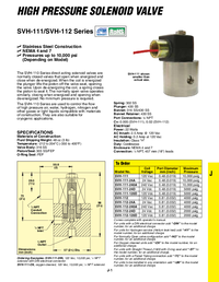 Thumbnail of document Data Sheet - SVH-111 2-Way, NO, NC, 316 SS, Very High Pressure Solenoid Valves